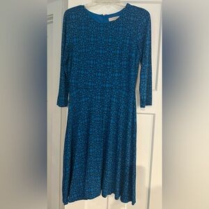 LOFT Teal and Black Swirl Design Dress